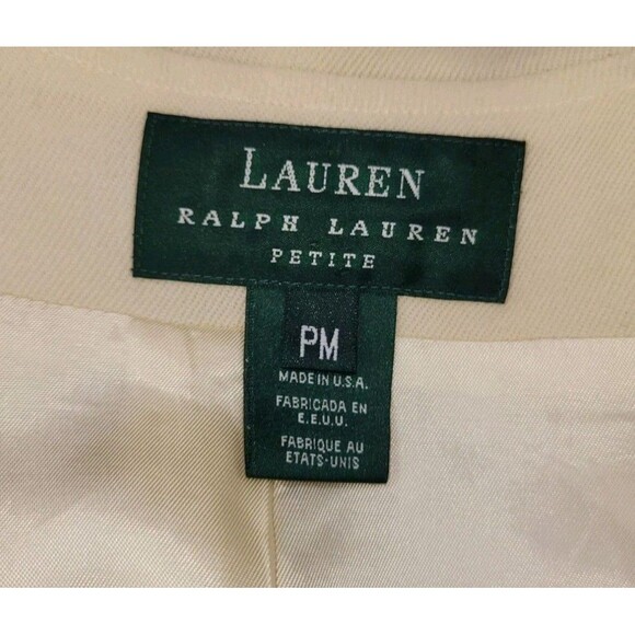 Ralph Lauren LRL Worsted Wool Hooded Jacket Blazer Womens PM Petite Ivory Gold - Picture 9 of 11